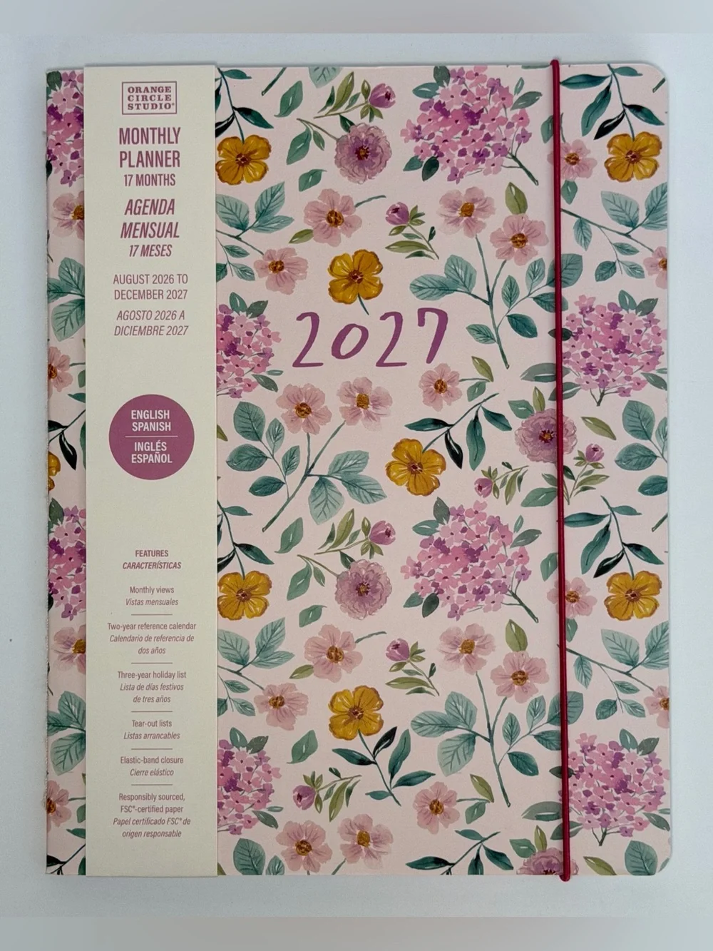 2026-2027 Weekly Monthly 17-month Planner - Orange Circle Studio (Florals)